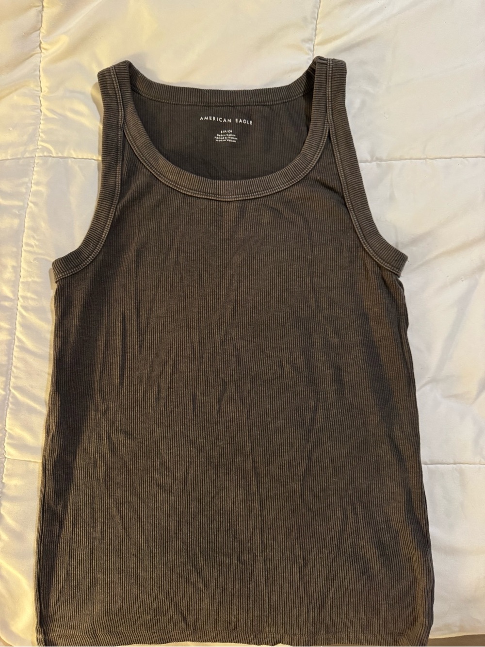 American Eagle Outfitters Womenβs Charcoal Ribbed Scoop Neck Tank | S